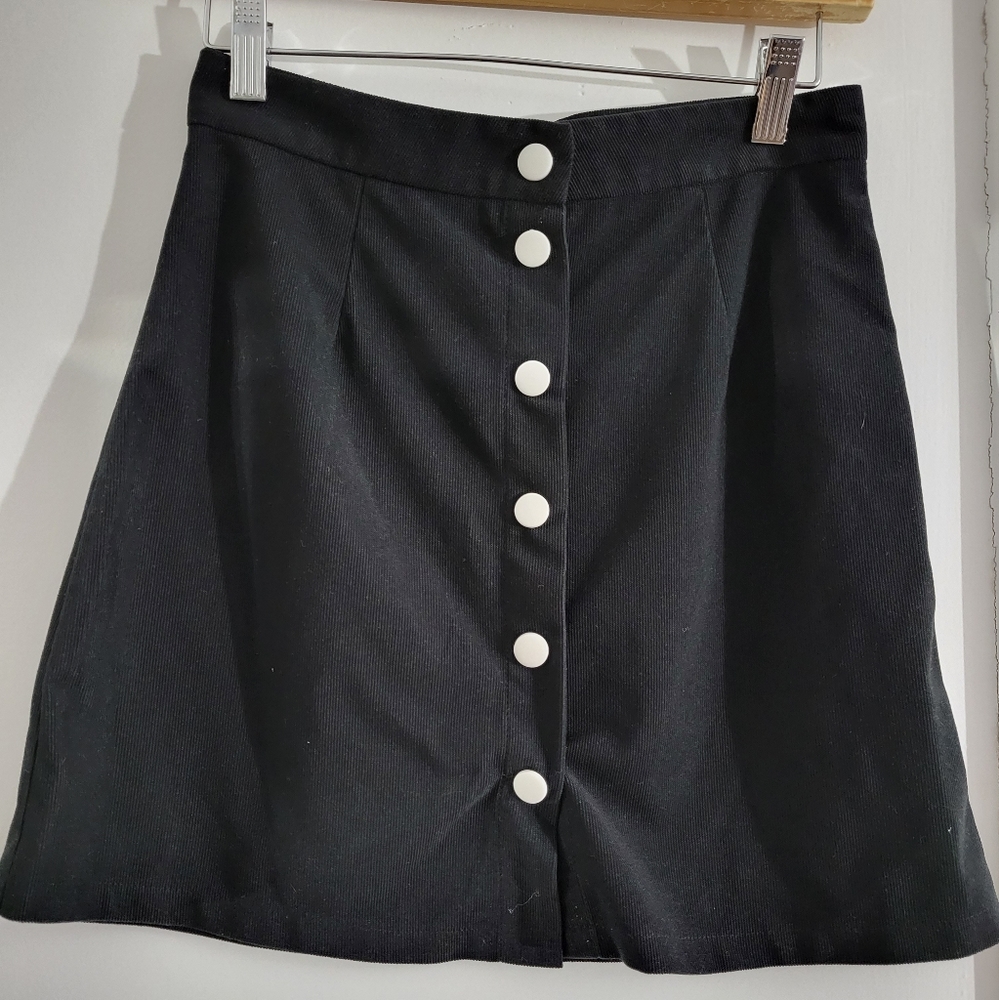 Corduroy Button Front Skirt